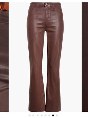 L’AGENCE Kendra Coated High Waist Crop Flare Jeans Chocolate Brown Size 26